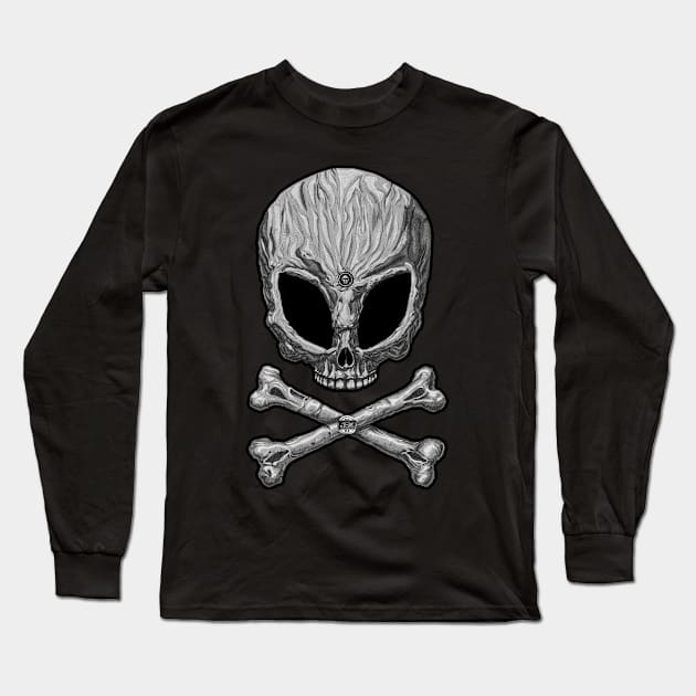 Alien Skull and Crossbones Long Sleeve T-Shirt by HEJK81